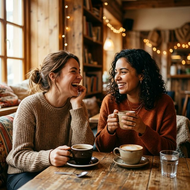 Ein intimes und warmes Gespräch zweier Personen bei einem Kaffee.